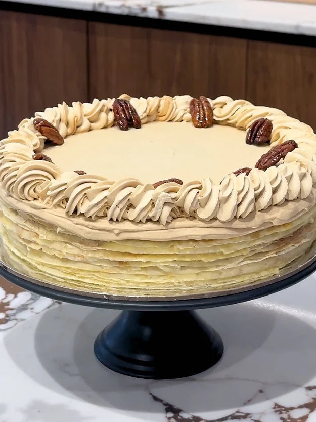 Coffee Pecan Crepe Cake