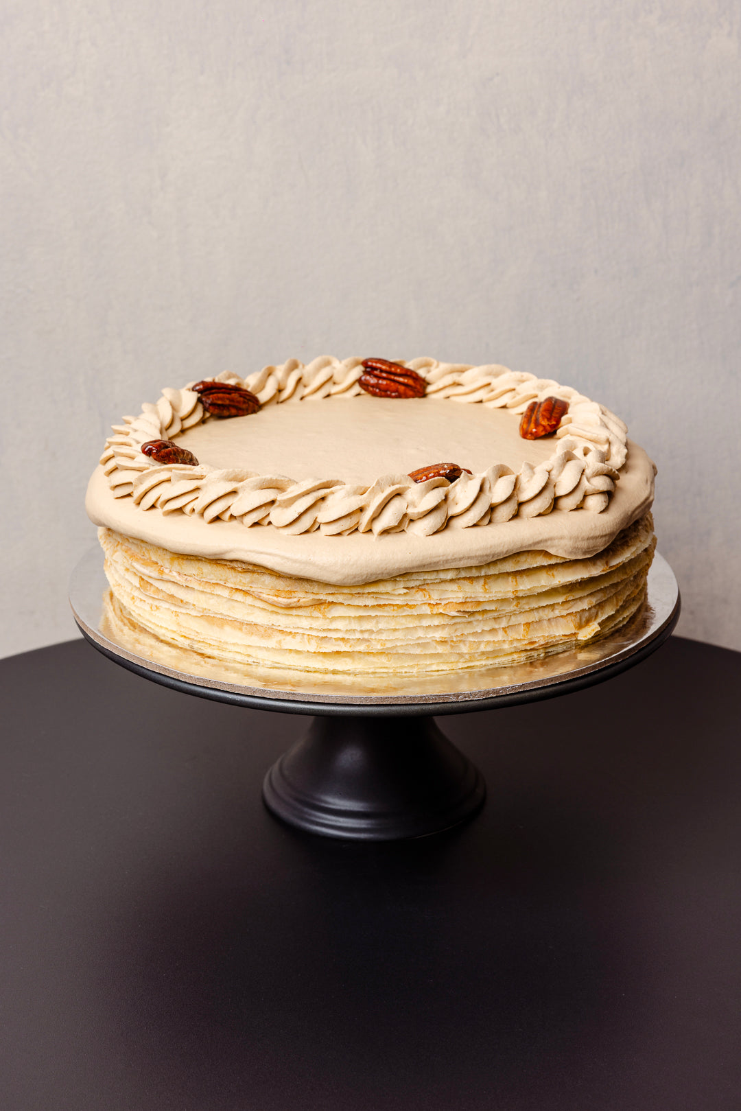 Coffee Pecan Crepe Cake