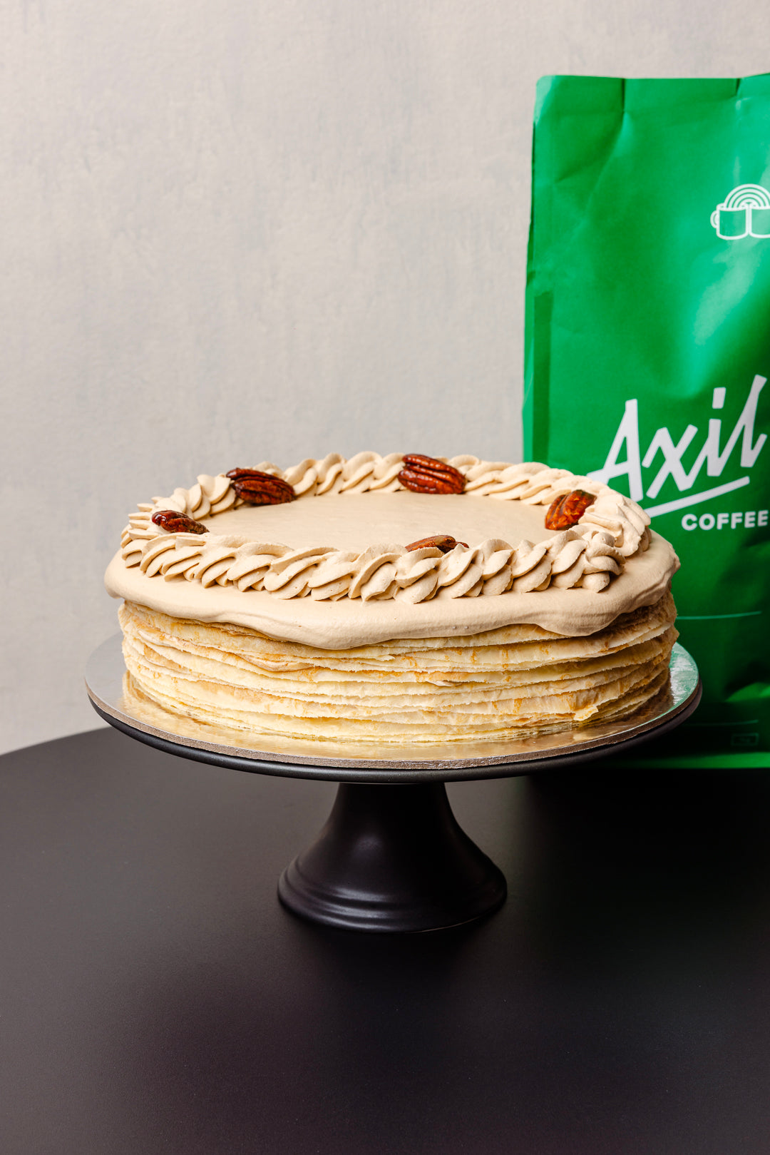 Coffee Pecan Crepe Cake
