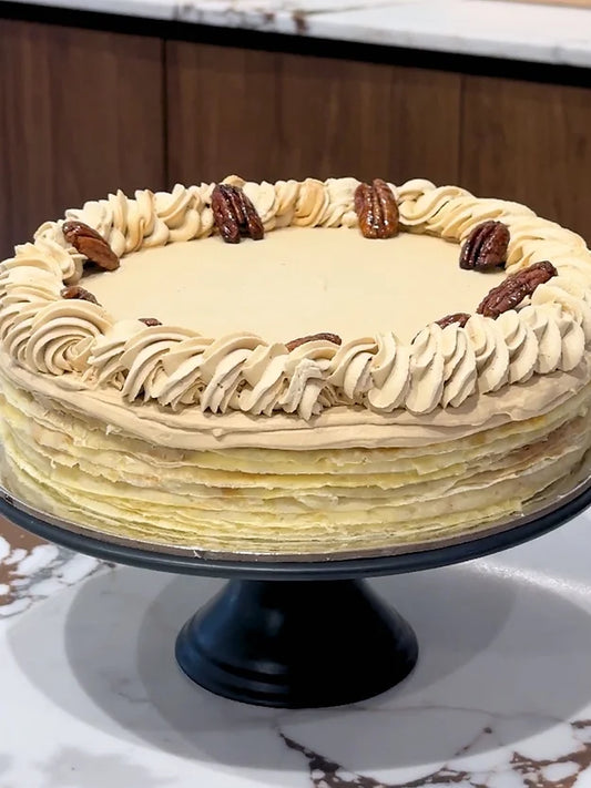 Coffee Pecan Crepe Cake