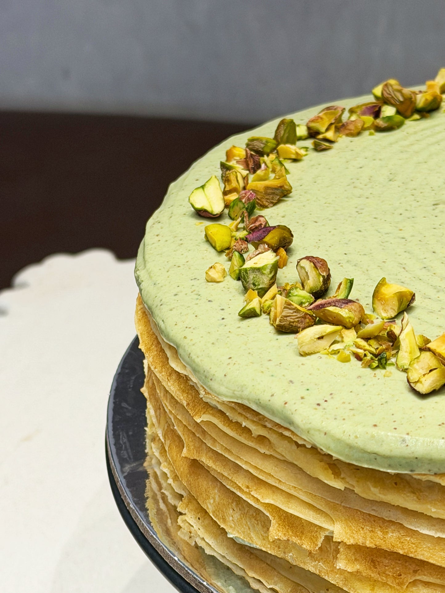 Signature Pistachio Crepe Cake