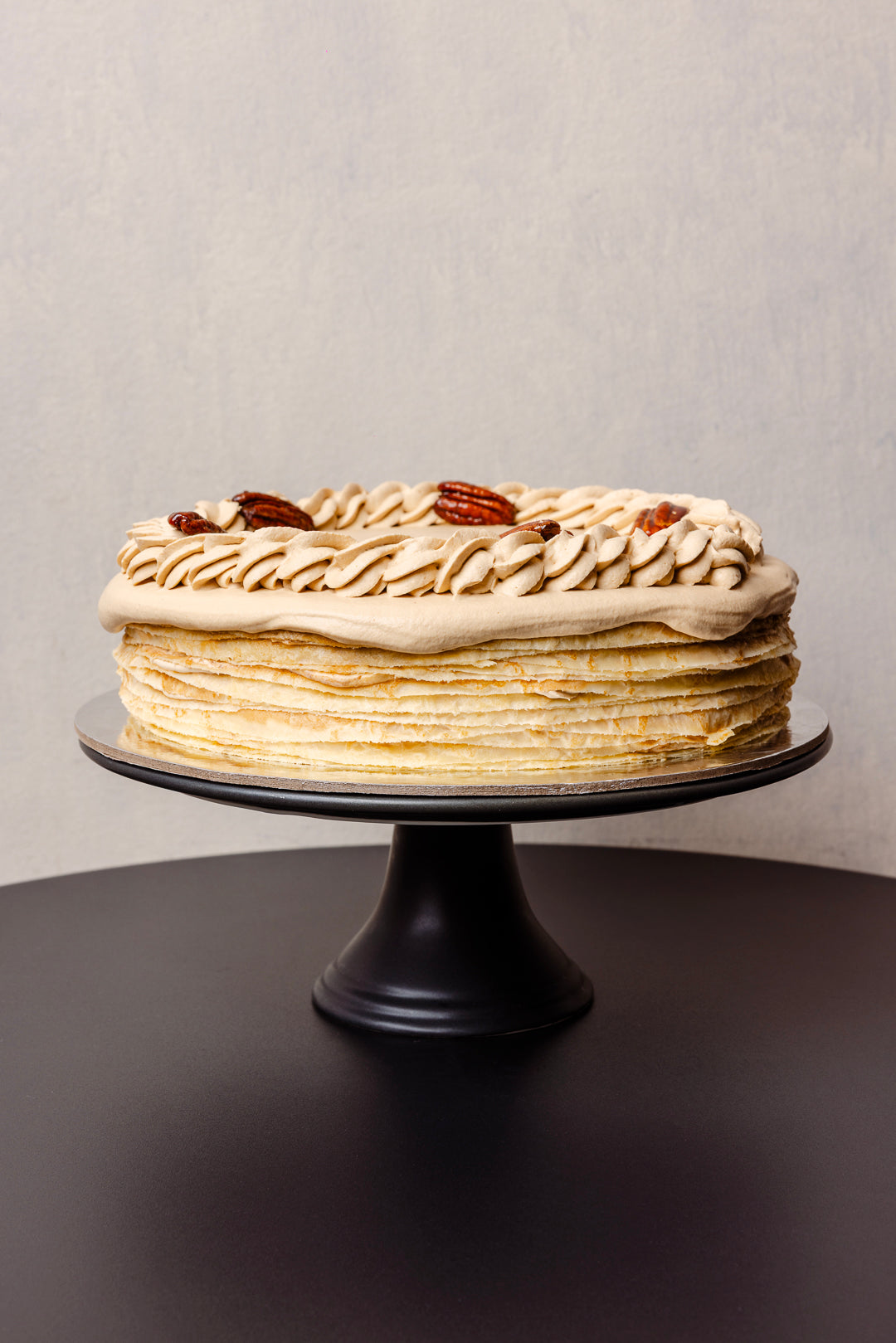 Coffee Pecan Crepe Cake